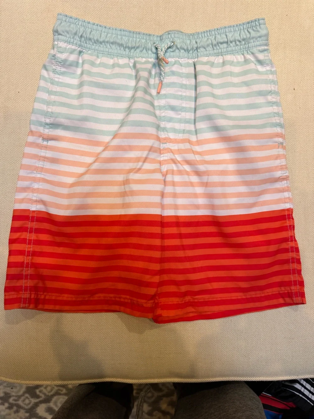 Cat & Jack Striped Swim Shorts in Red, Peach & Mint